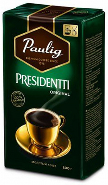 Paulig Presidentti Original 500г, вакуумная упаковка фото в онлайн-магазине Kofe-Da.ru
